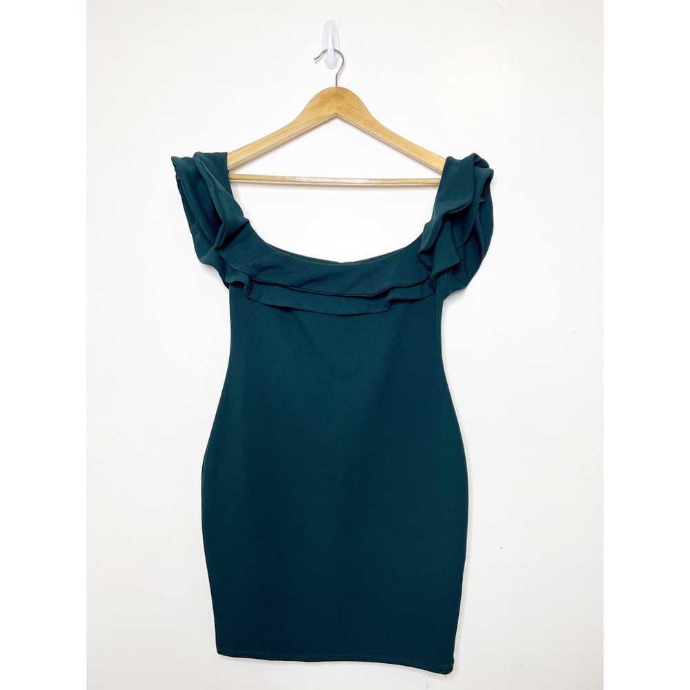 NWT Reformation Ruffled Rosemary Hunter Green Mini Dress Size 12